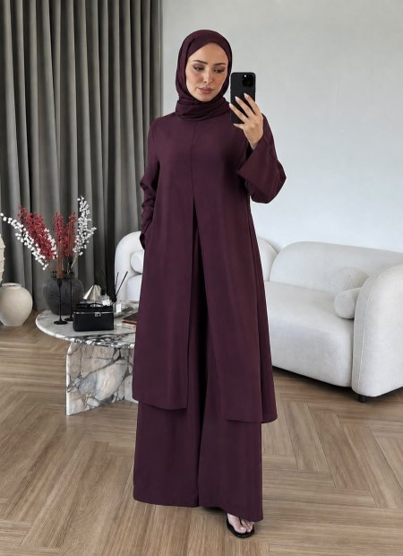 طقم تونيك طويل مع بنطلون